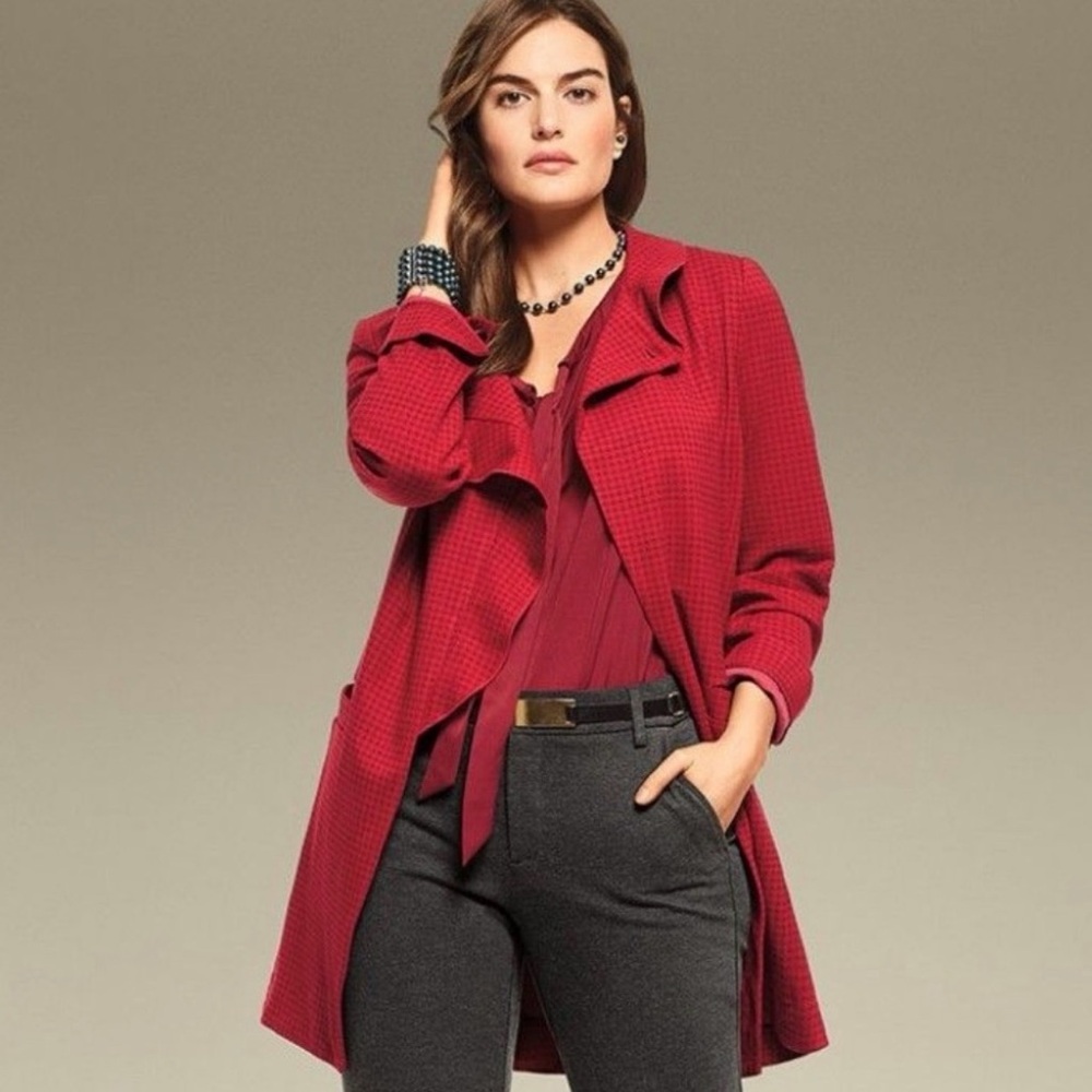 Cabi Red Celebration Houndstooth Jacket